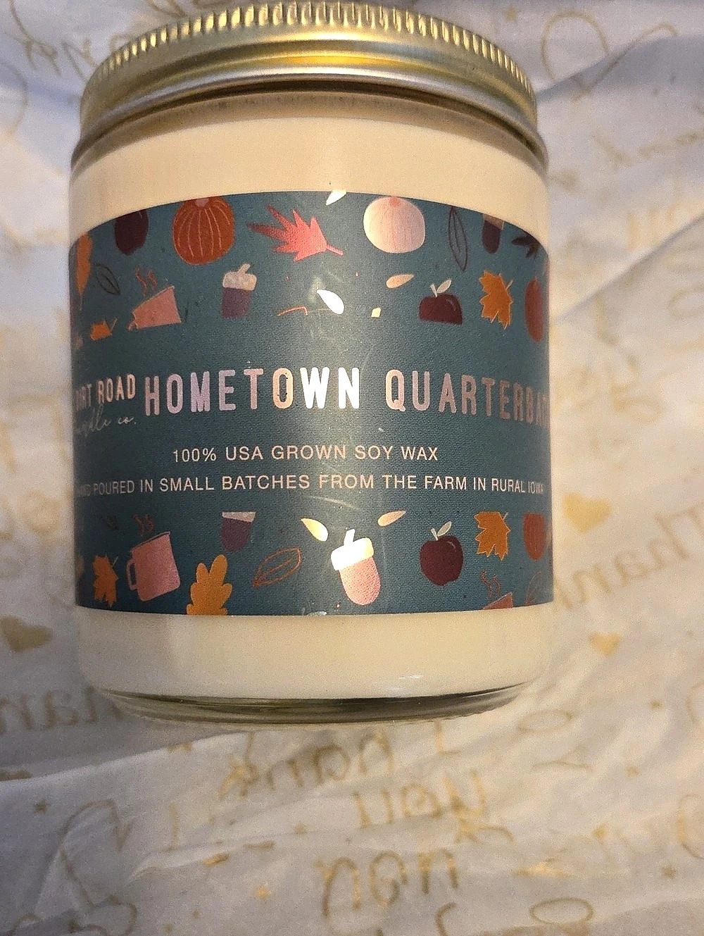 NWT Dirt Road Candle Co. Hometown Quarterback. Soy Wax Candle